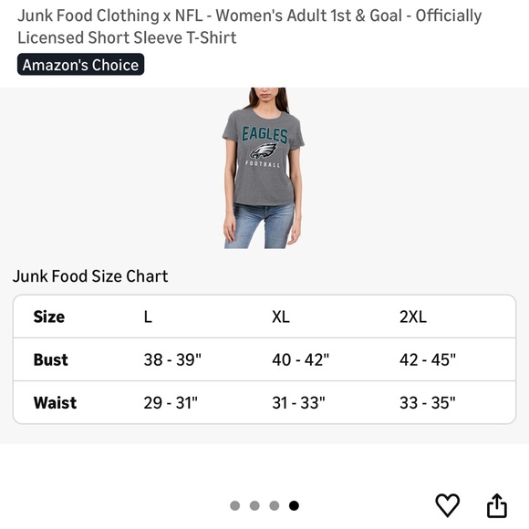 Junk Food Gray Eagles Football T-Shirt XXL NWOT - Picture 4 of 6